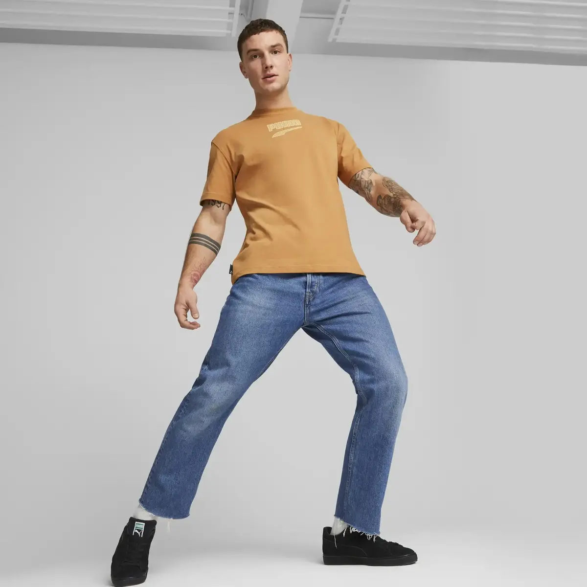 Puma Downtown Logo Tee Bej Erkek T-Shirt