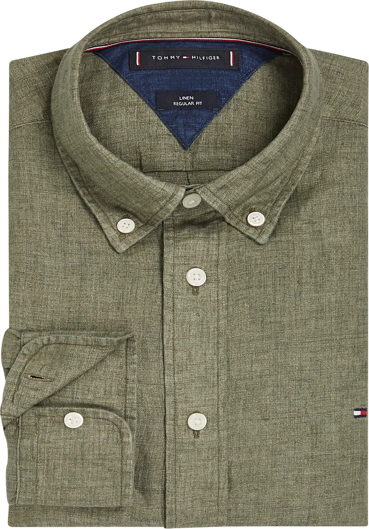 Tommy Hilfiger PIGMENT DYED LI SOLI, PLI Yeşil Erkek Gömlek