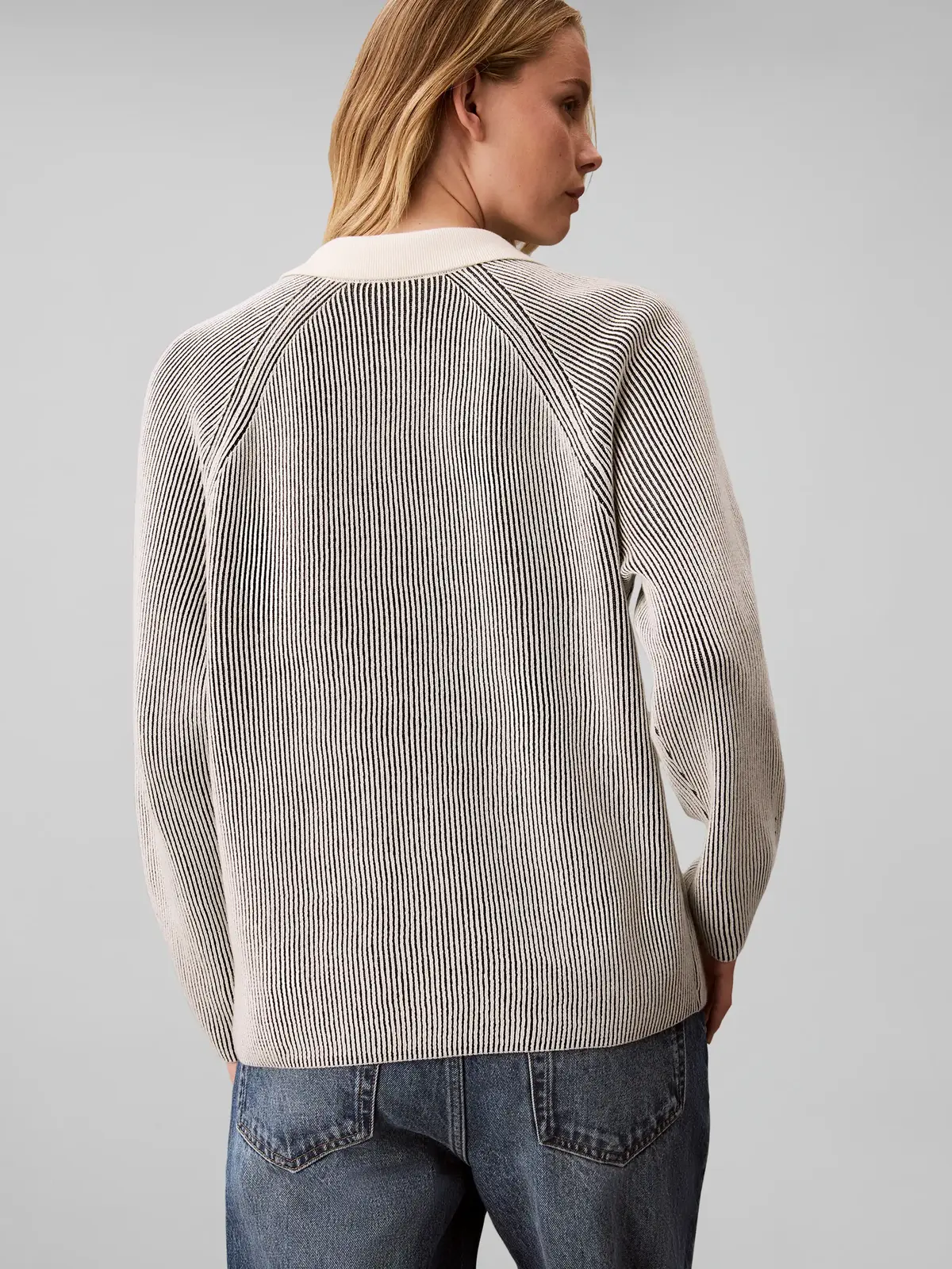 Calvin Klein BICOLOR RIB LOGO POL, UB1 Siyah Kadın Polo