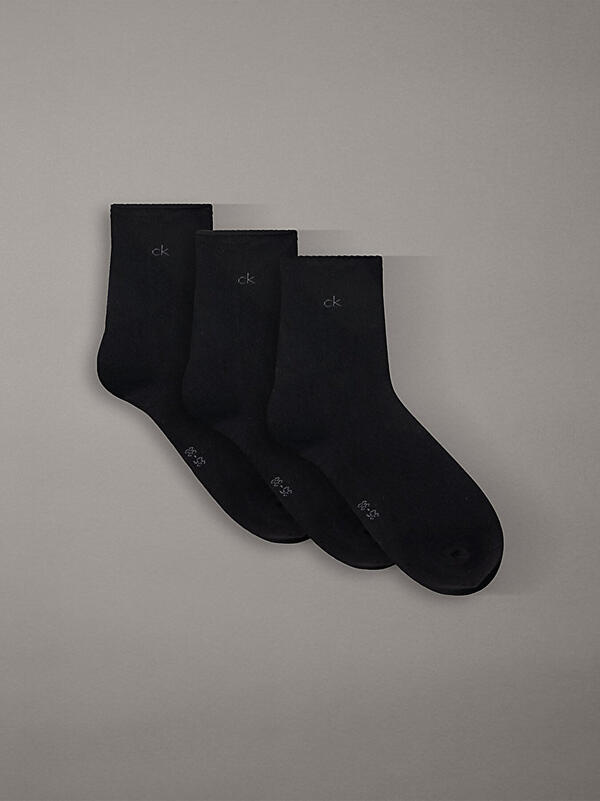 Calvin Klein CK WOMEN SOCK 3P ROLLTOP Siyah Kadın Çorap