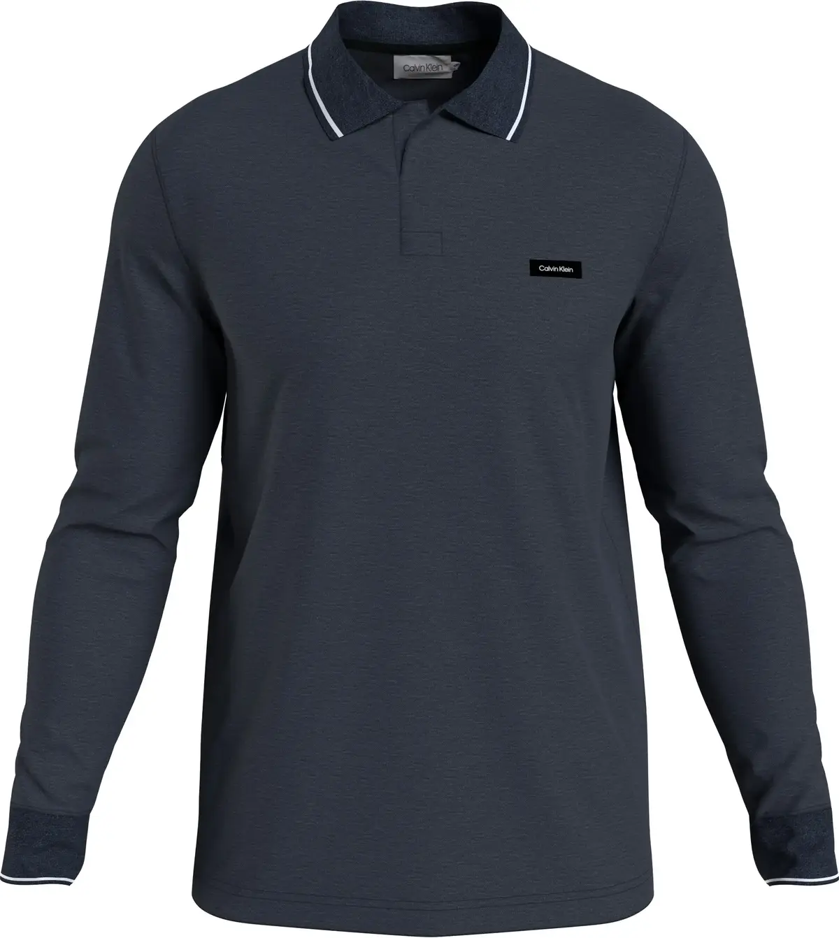 Calvin Klein STRETCH PIQUE LS TIP Erkek Antrasit Polo T-Shirt