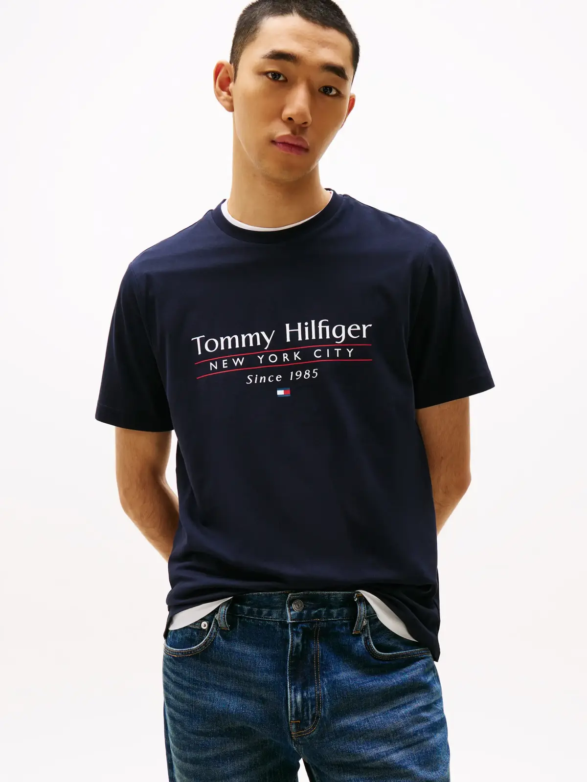 Tommy Hilfiger HILFIGER CENTER STAC, DW5 Siyah Erkek T-Shirt & Polo