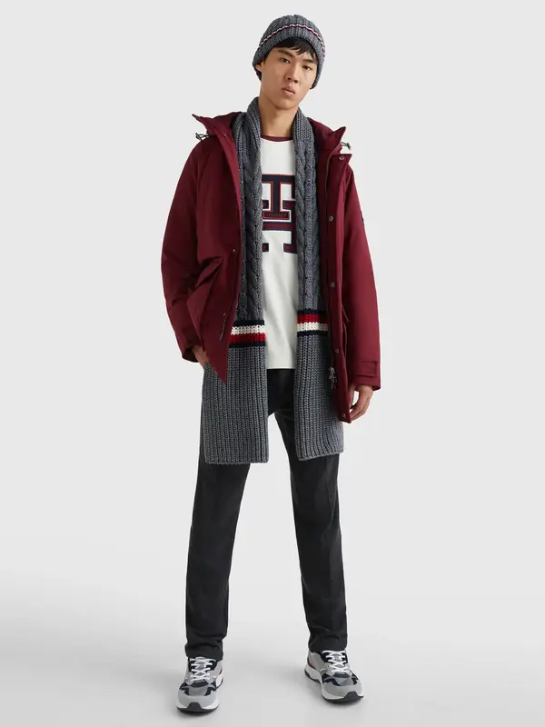 Tommy Hilfiger TH PREMIUM CABLE KNI Erkek Gri Atkı