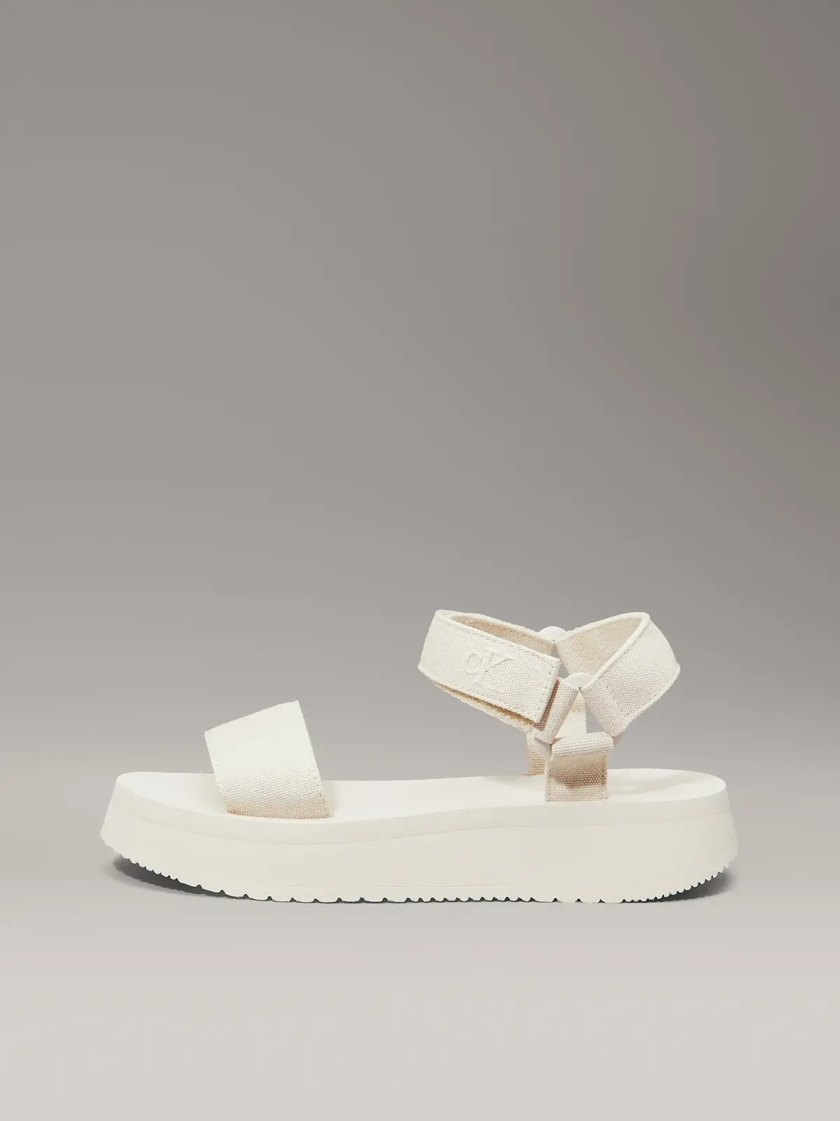Calvin Klein SANDAL VELCRO WEBBIN, AEO Krem Kadın Terlik
