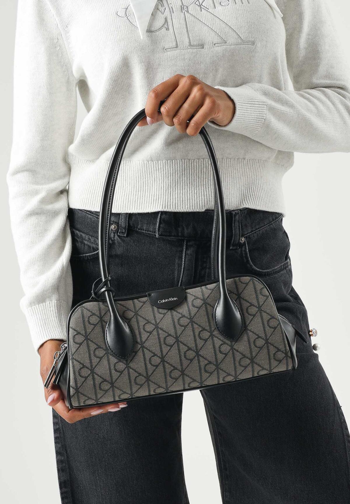 Calvin Klein EMBLEM TRIO JACQUARD, 8E3 Siyah Kadın Çanta