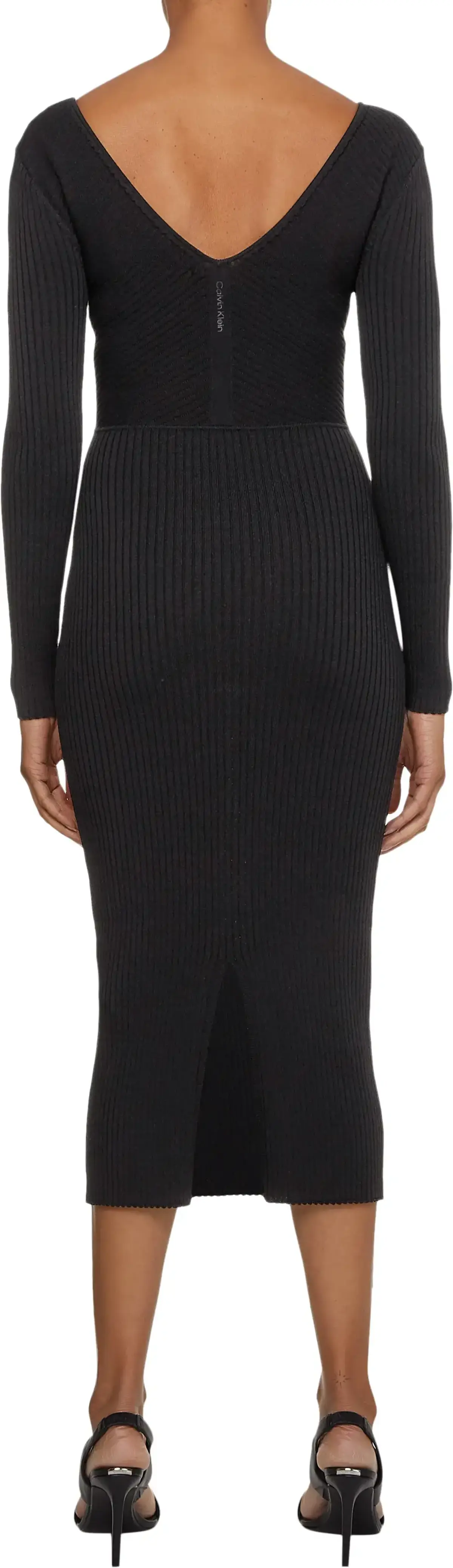 Calvin Klein ICONIC RIB CUT OUT M Kadın Siyah Elbise