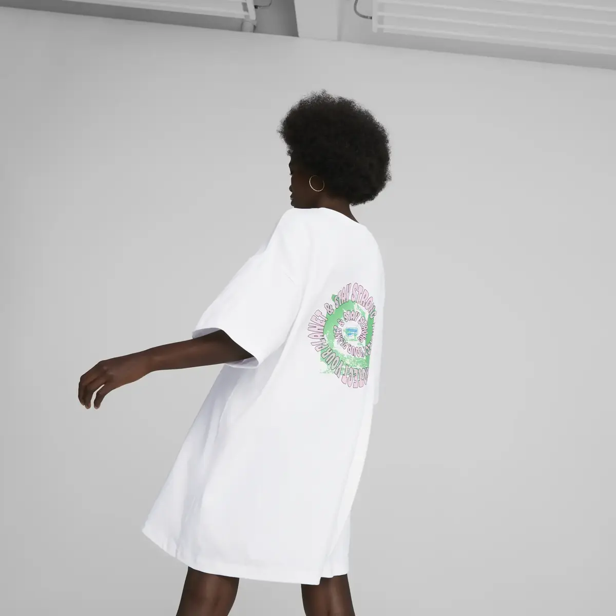 Puma DOWNTOWN Graphic Tee Dress Beyaz Kadın Elbise