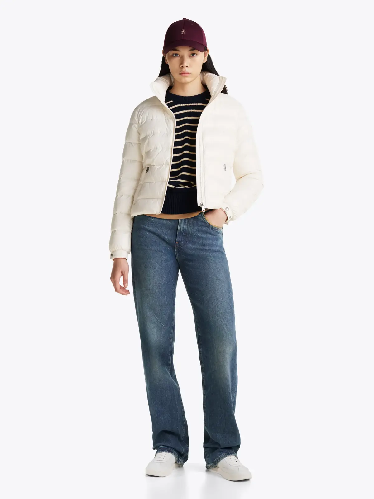 Tommy Hilfiger LW DOWN FEMININE GLO, Z00 Krem Kadın Mont