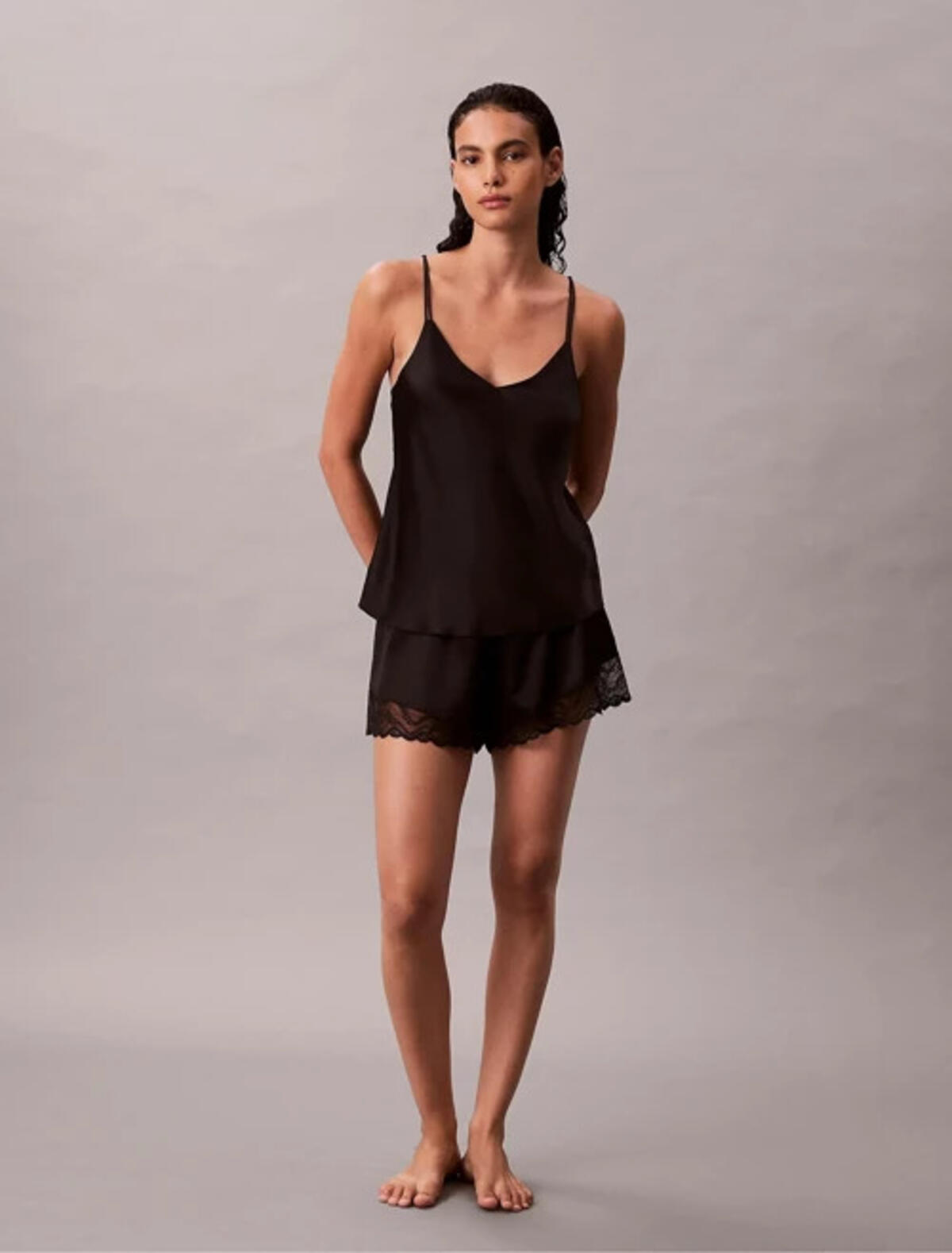 Calvin Klein CAMI SHORT SET, UB1 Siyah Kadın Pijama Takımı