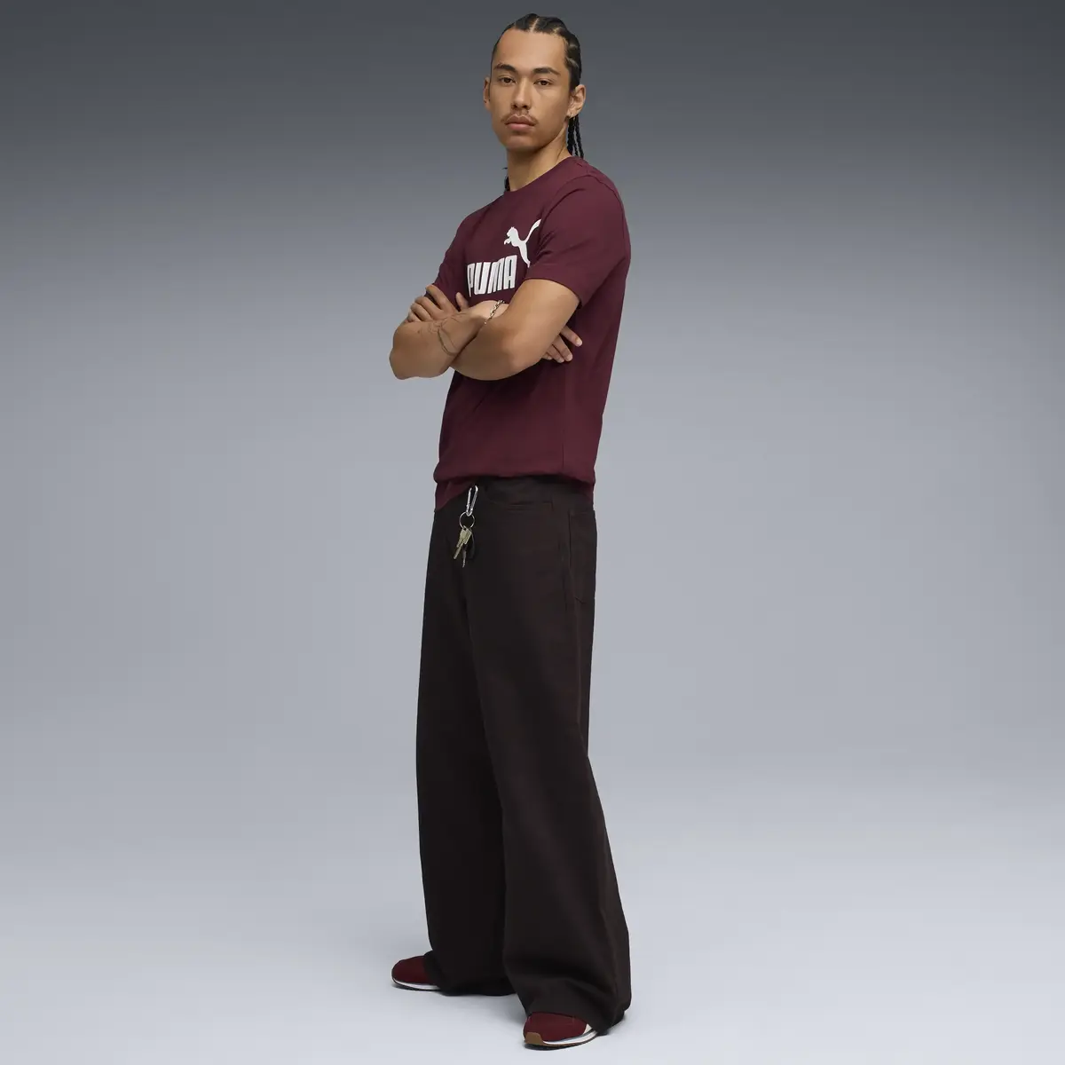 Puma ESS No. 1 Logo Tee Bordo Erkek T-Shirt