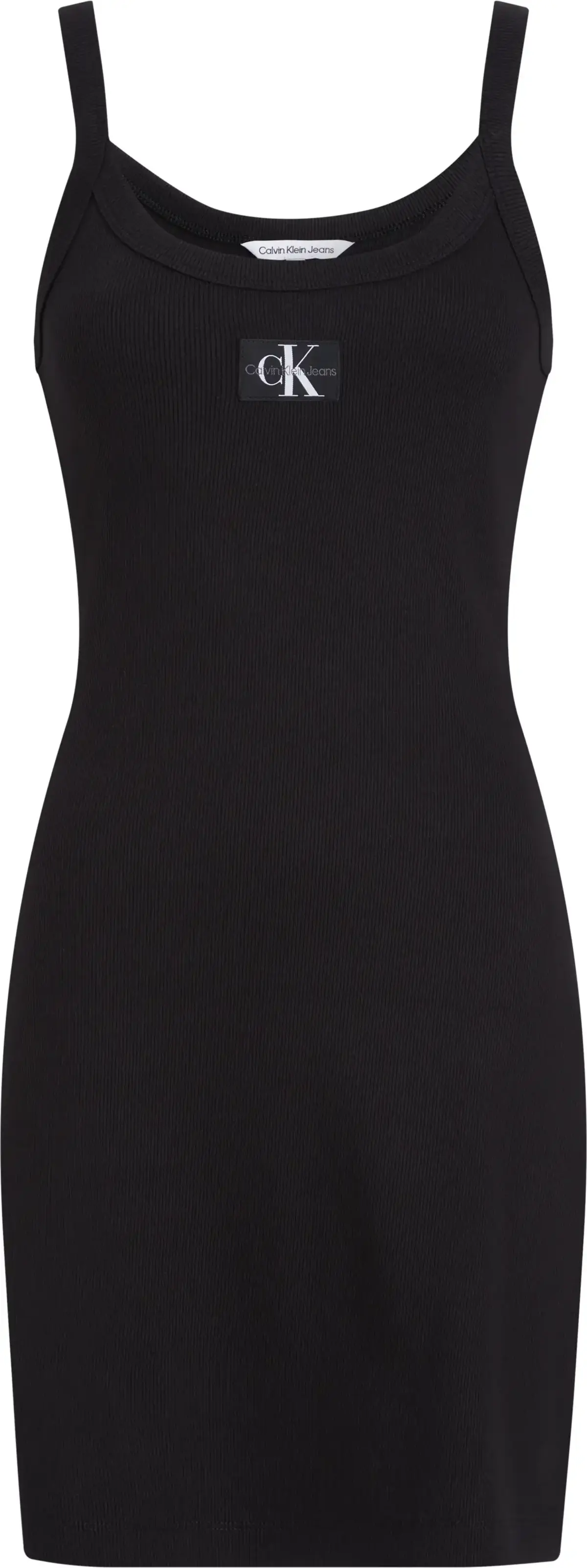 Calvin Klein WOVEN LABEL RIB TANK Kadın Siyah Elbise