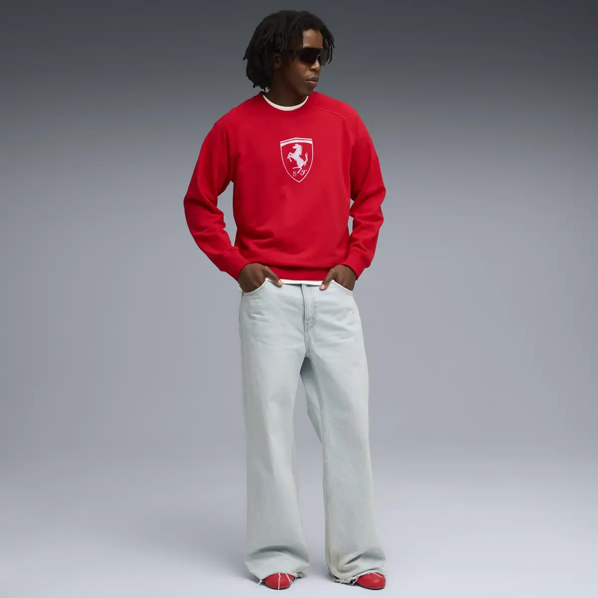 Puma Ferrari Tonal Shield CN Kırmızı Erkek Sweatsirt