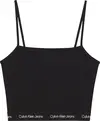 Calvin Klein LOGO TAPE STRAPPY TO Kadın Siyah T-Shirt