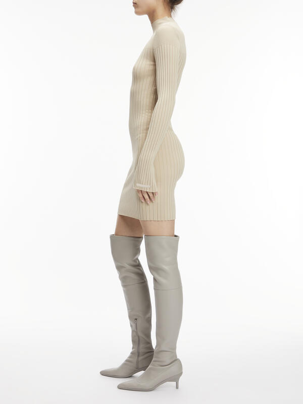 Calvin Klein ICONIC RIB MINI KNIT Kadın Krem Elbise