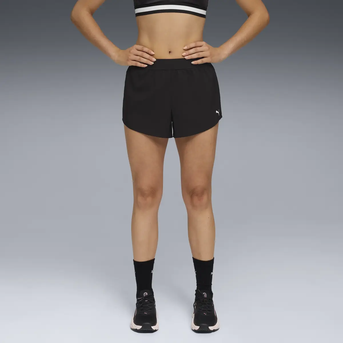 Puma W FLORAL RIBBON WOVEN SHORT Siyah Kadın Şort