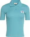 Calvin Klein A - WOVEN LABEL 2X2 RIB POLO Yeşil Kadın Polo T-Shirt