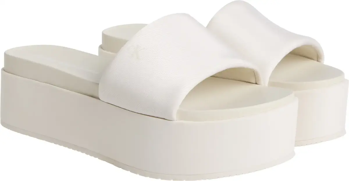 Calvin Klein FLATFORM SANDAL SLID, AEO Krem Kadın Terlik