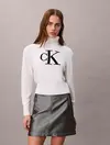 Calvin Klein CHENILLE MONOLOGO SWEATER Beyaz Kadın Sweatshirt Calvin Klein CHENILLE MONOLOGO SWEATER Beyaz Kadın Sweatshirt