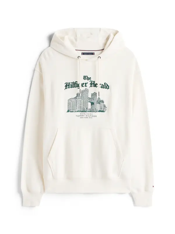 Tommy Hilfiger HERALD SKYLINE HOODY, Z00 Krem Erkek Hoodie