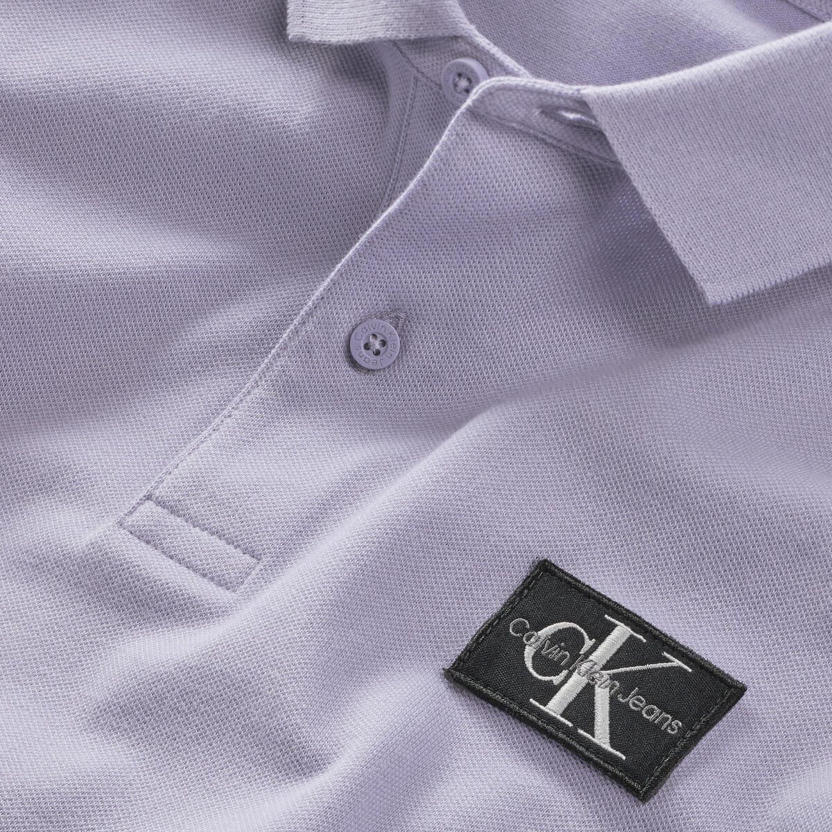 Calvin Klein PIQUE BADGE SS POLO Erkek Lila Polo T-Shirt