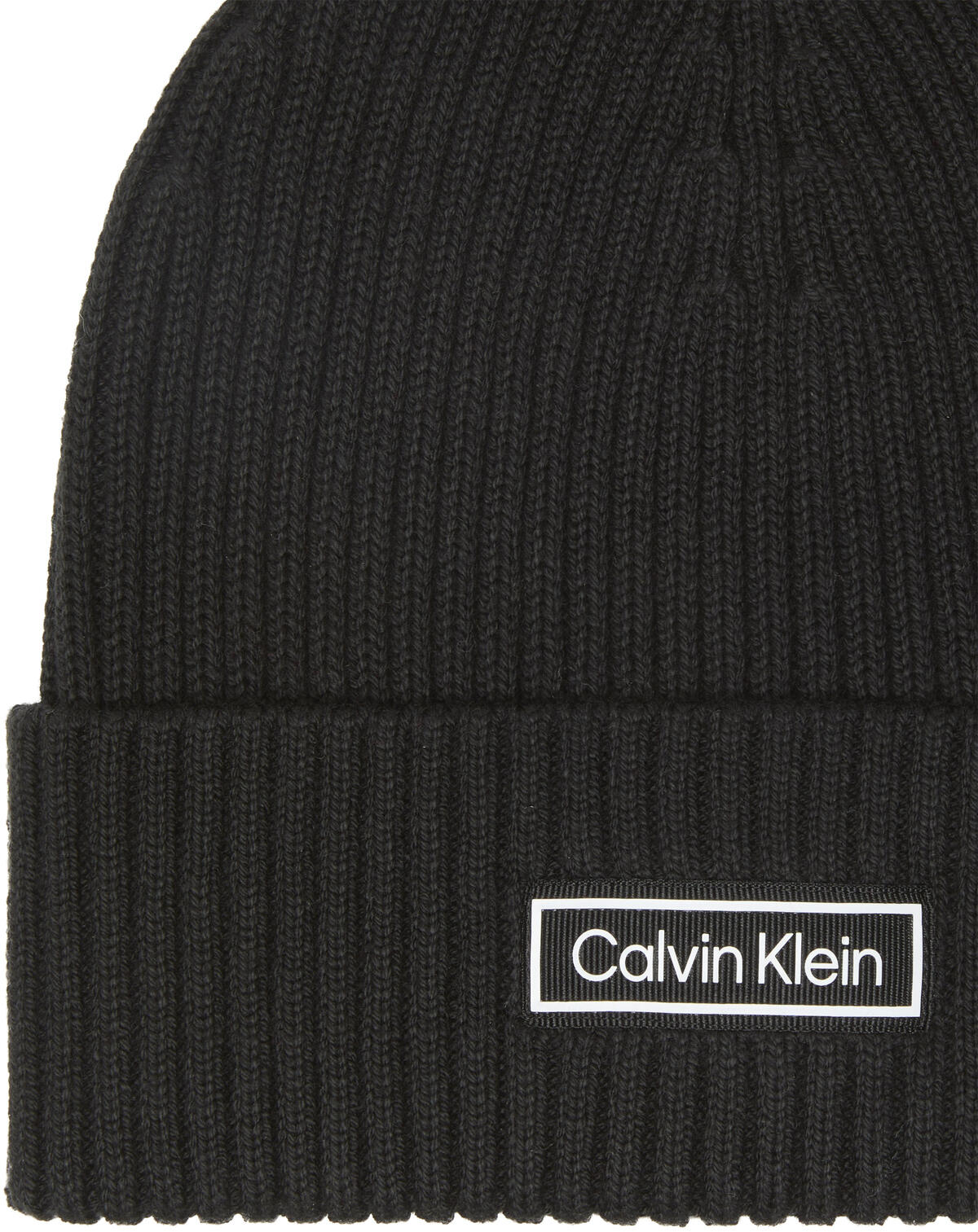 Calvin Klein PATCH CHUNKY RIB COTTON BEANIE Siyah Erkek Bere