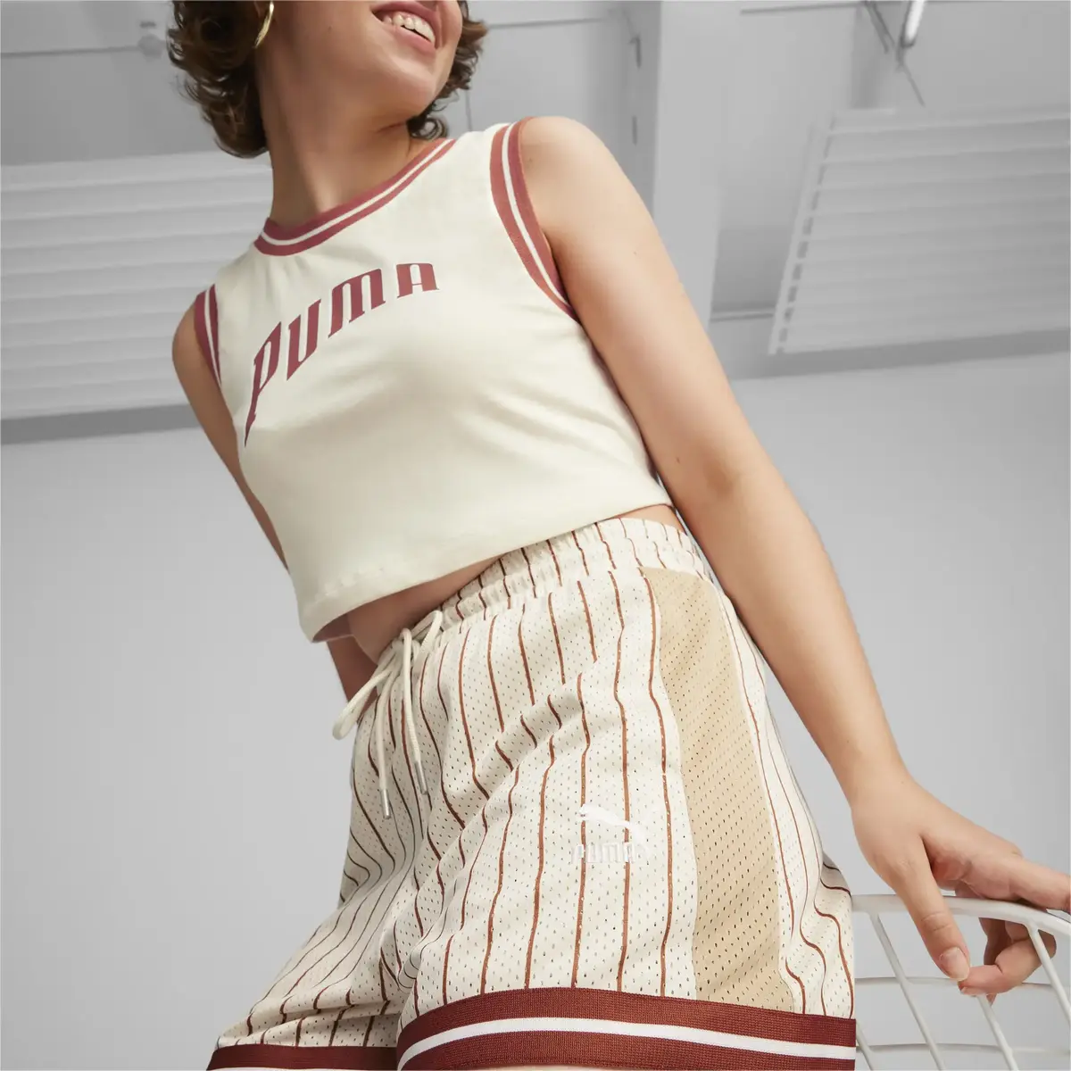 Puma T7 Mesh Shorts Bej Kadın Şort