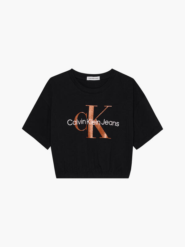 Calvin Klein BRONZE MONOGRAM T-SH Kadın Siyah T-Shirt