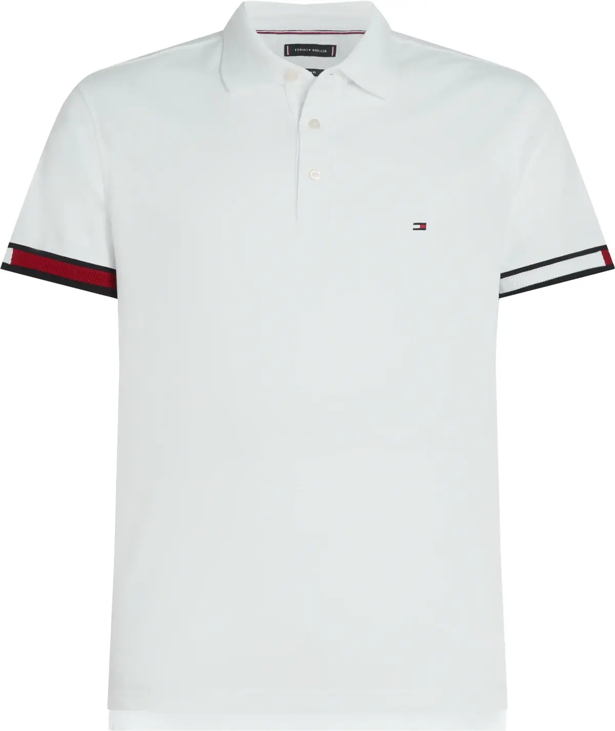 Tommy Hilfiger FLAG CUFF SLIM POLO, YBR Beyaz Erkek T-Shirt & Polo