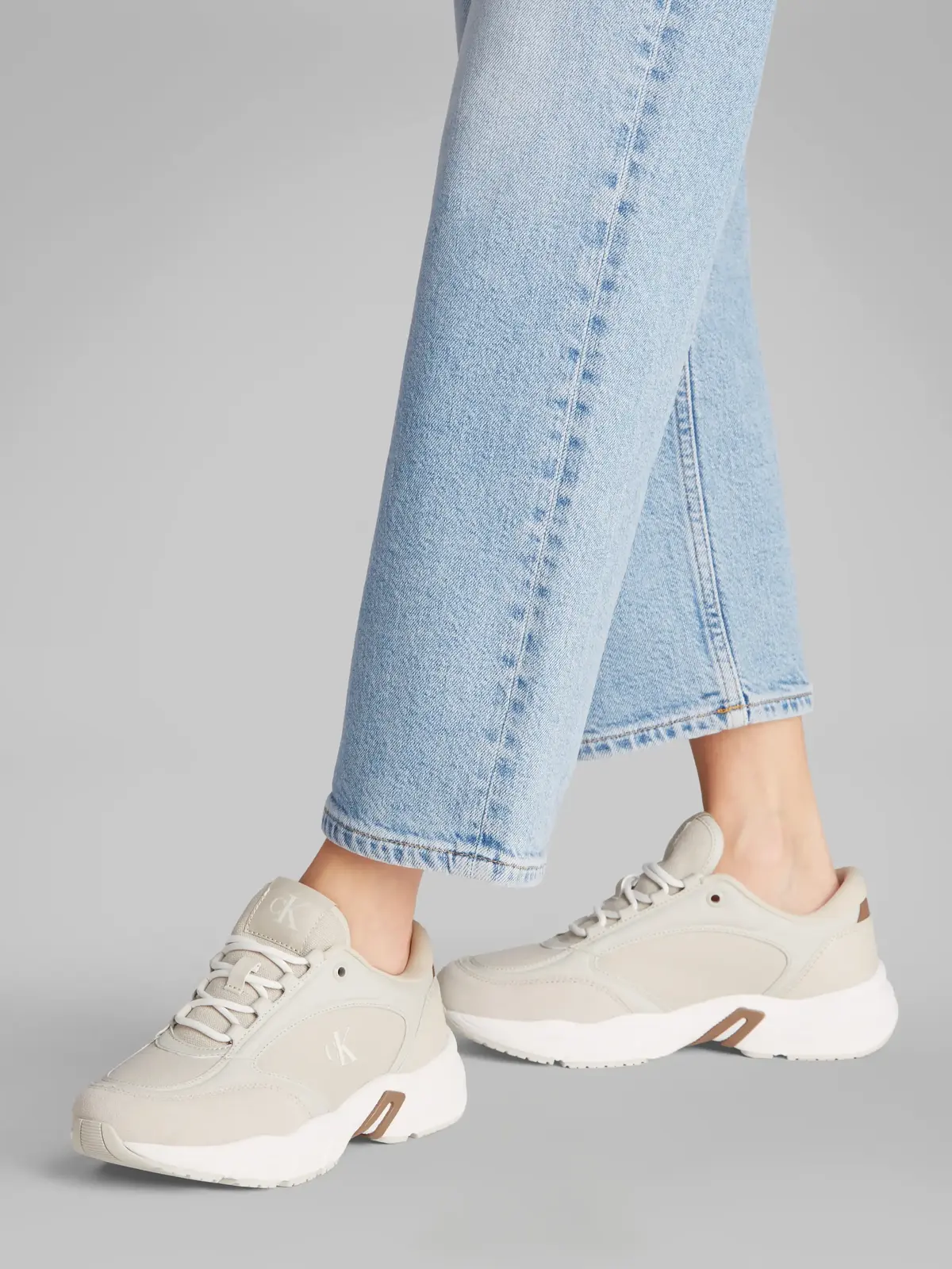 Calvin Klein RETRO TENNIS MG MIX, 0F8 Bej Kadın Spor Ayakkabı