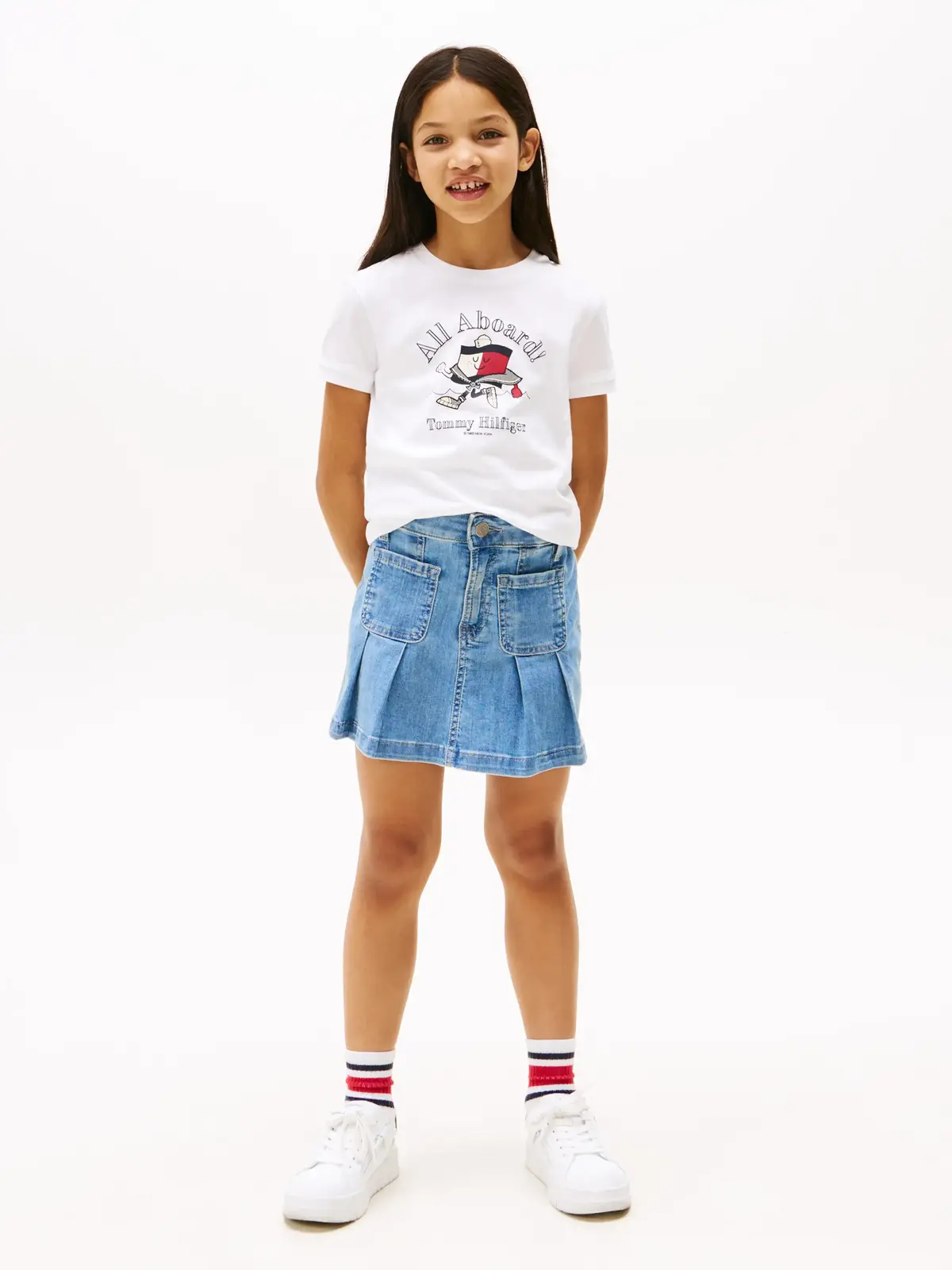 Tommy Hilfiger FLAG MASCOT TEE SS, YBR Beyaz Kız Çocuk T-Shirt & Polo