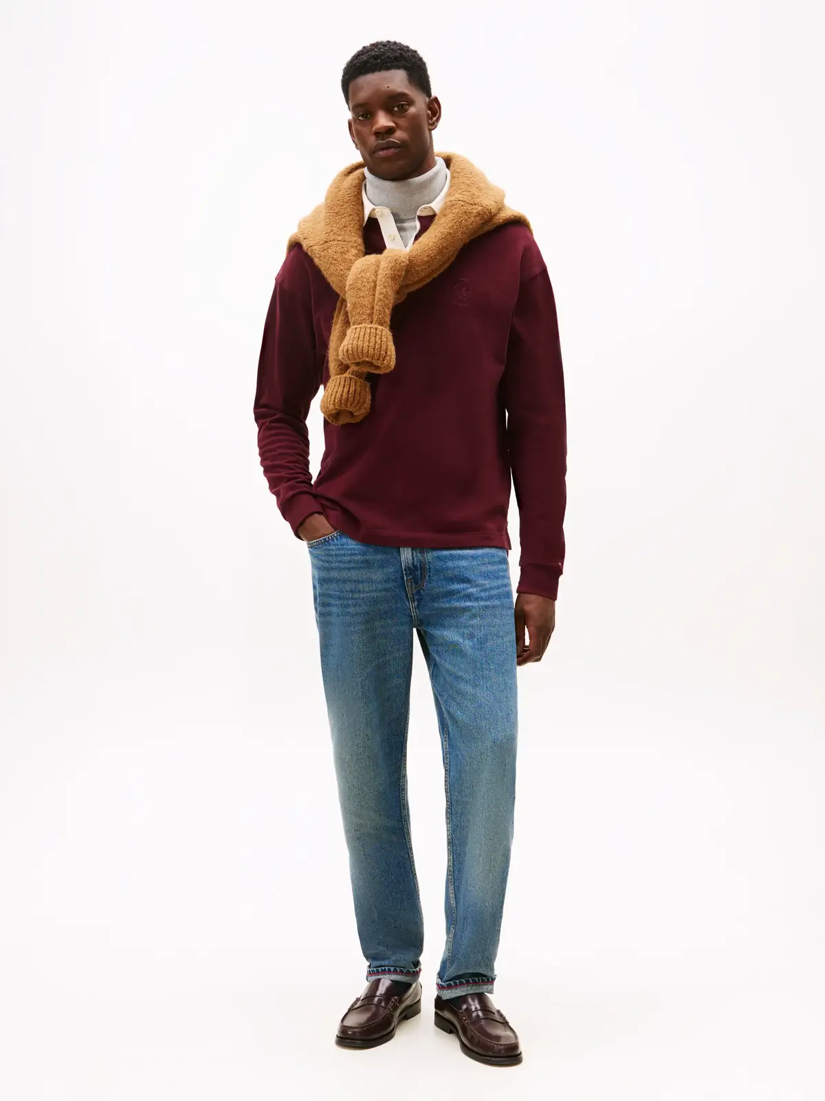 Tommy Hilfiger PEACHED CREST SOLID, XIH Bordo Erkek Polo