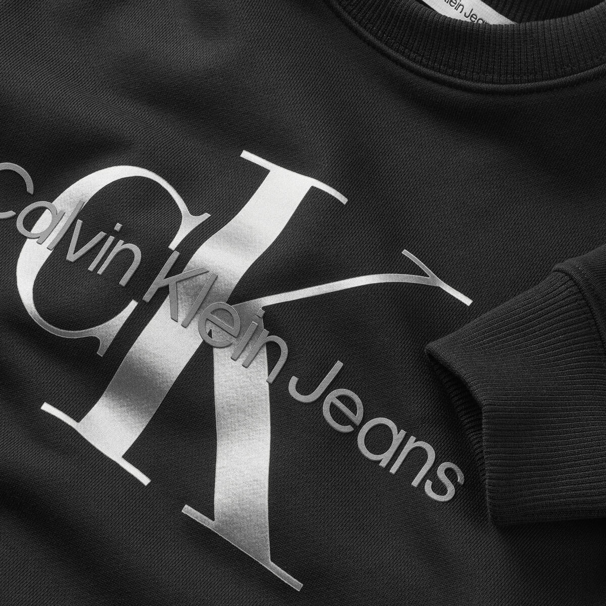 Calvin Klein CK MONOGRAM TERRY CN Erkek Siyah Sweatshirt