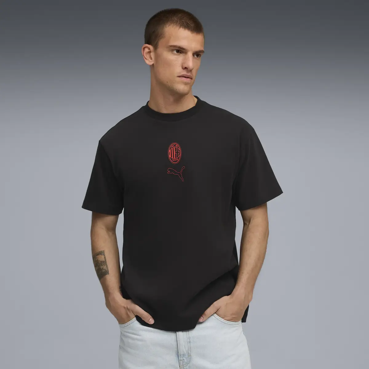 Puma ACM FtblStatement Tee/Jersey Siyah Erkek T-Shirt