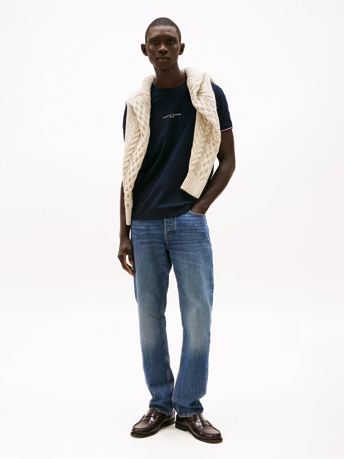 Tommy Hilfiger TOMMY LOGO TIPPED TE, DW5 Siyah Erkek T-Shirt & Polo