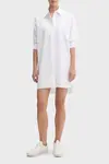 Calvin Klein Cotton Oversized Mini Shirtdress Beyaz Kadın Elbise