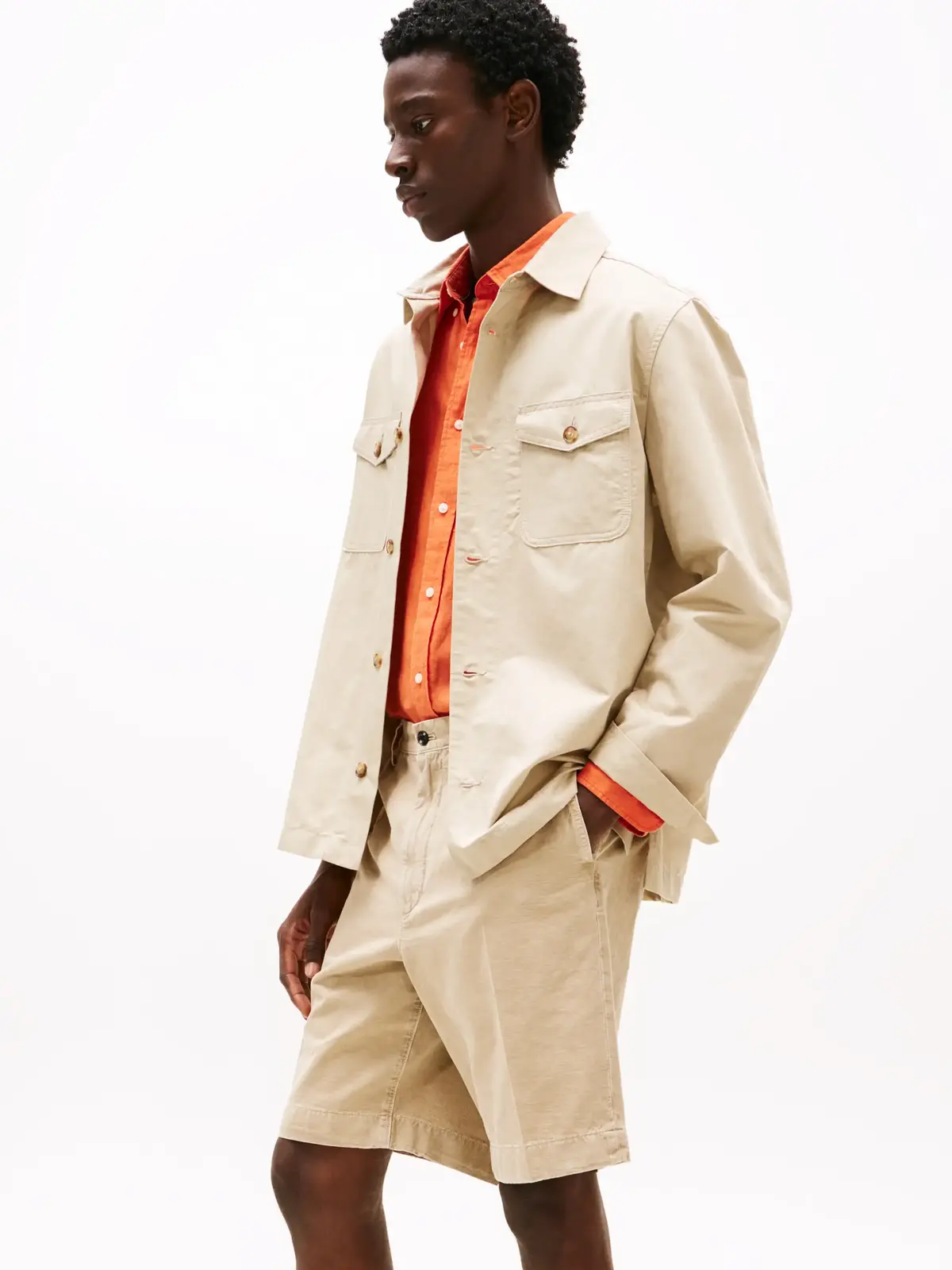 Tommy Hilfiger DC PERFORMANCE LI SH, RBT Bej Erkek Gömlek