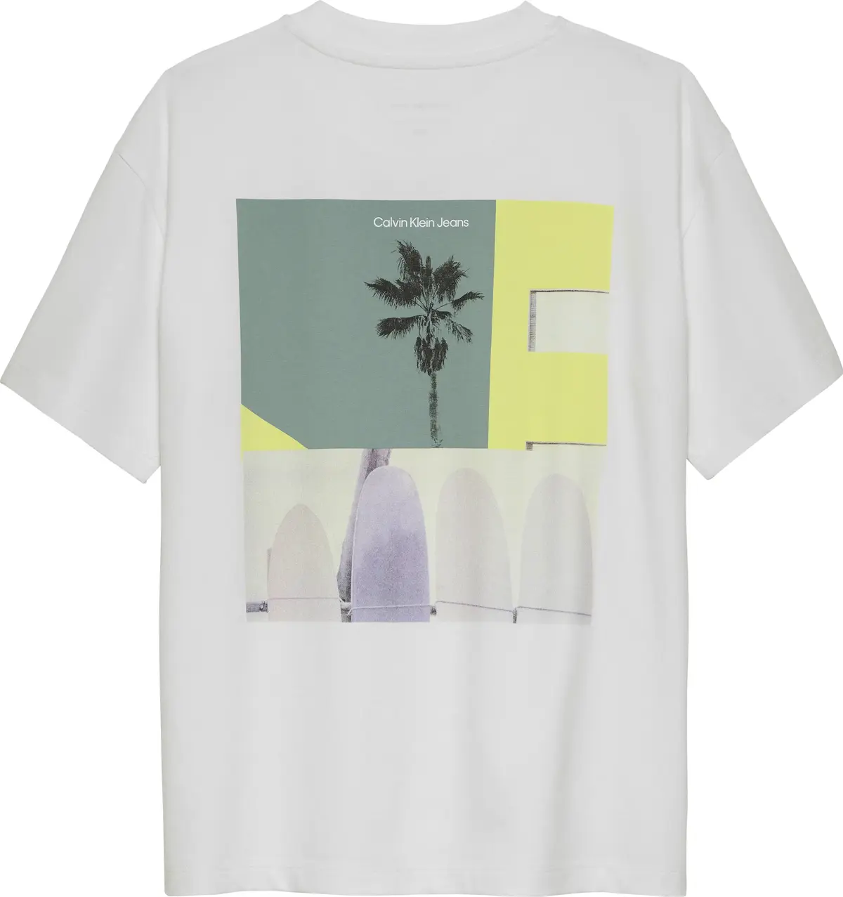Calvin Klein J12 MIAMI BACKPRINT, YAF Beyaz Erkek T-Shirt & Polo