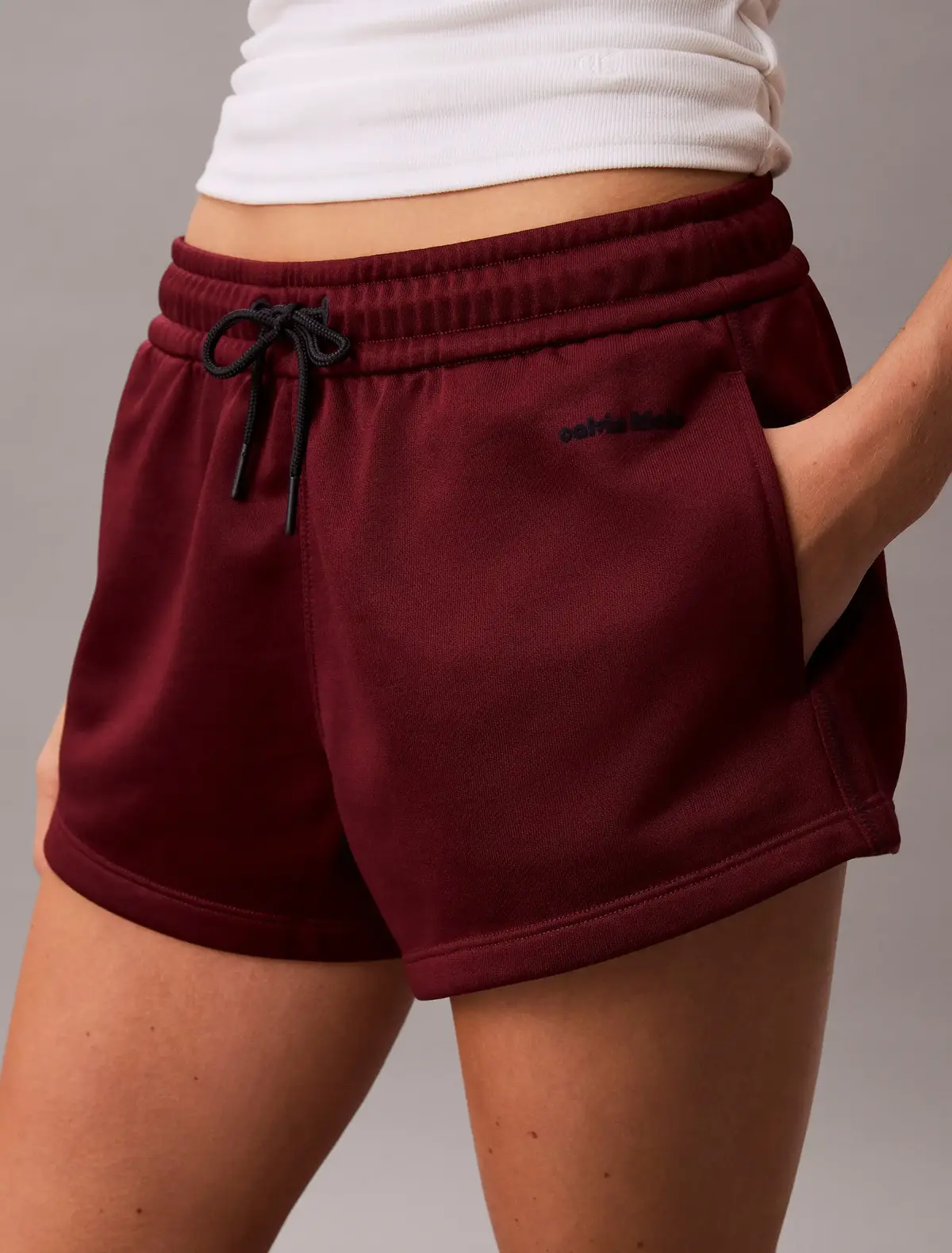 Calvin Klein HIGH SHINE FRENCH Bordo Kadın Mini Şort
