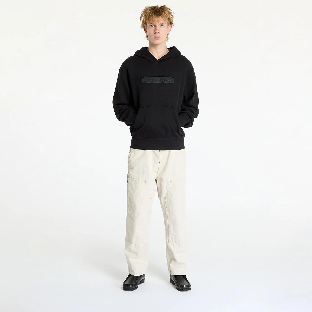 Calvin Klein EMBROIDERED BOX HOOD, BEH Siyah Erkek Hoodie