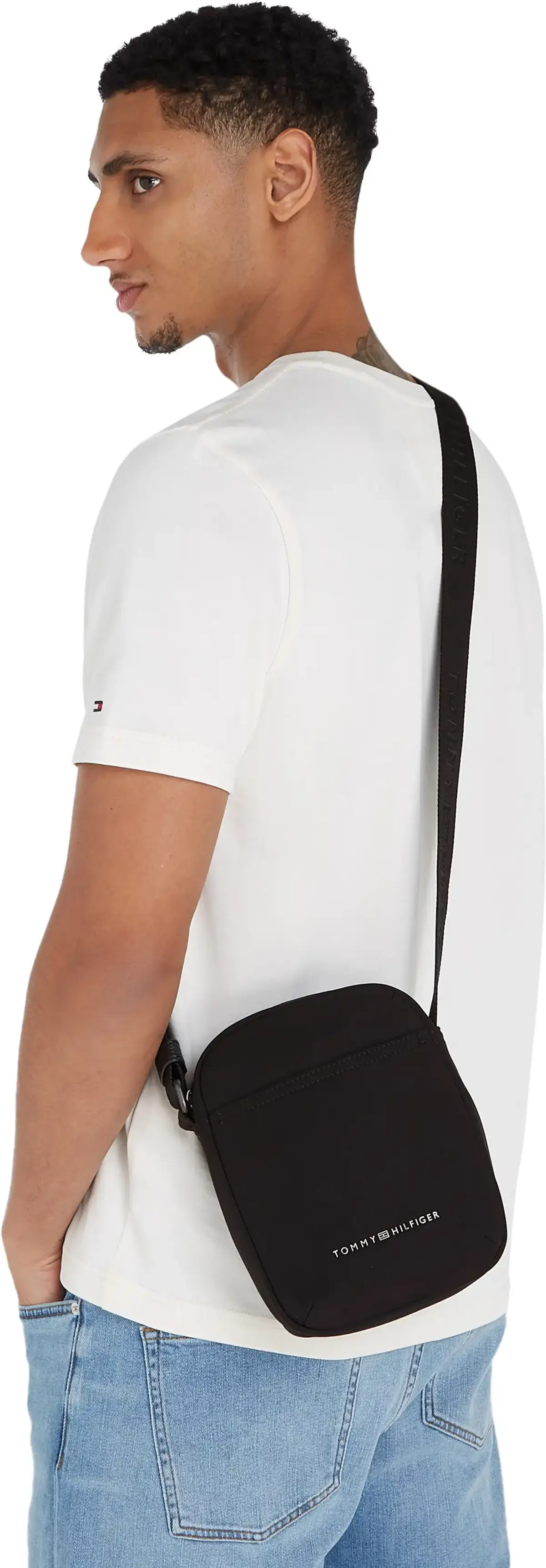 Tommy Hilfiger TH NYLON MINI REPORT Erkek Siyah Omuz Çanta