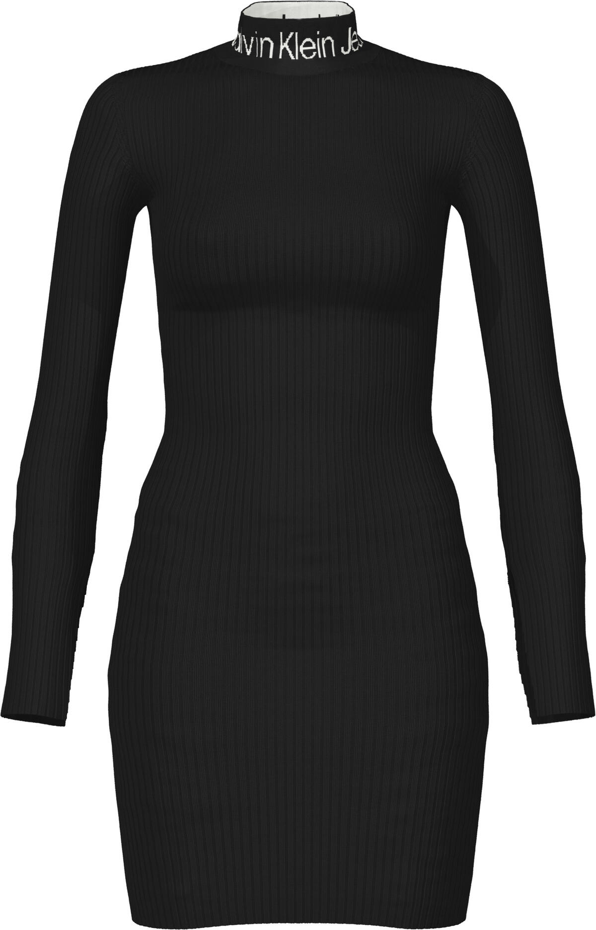 Calvin Klein LOGO INTARSIA SWEATE Kadın Siyah Elbise