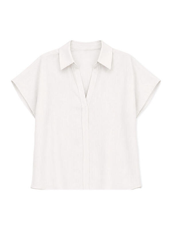 Calvin Klein LINEN CKS SS CLASSIC, GNA, XXS Bej Kadın Gömlek