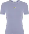 Calvin Klein WASHED WOVEN LABEL R Kadın Mavi T-Shirt