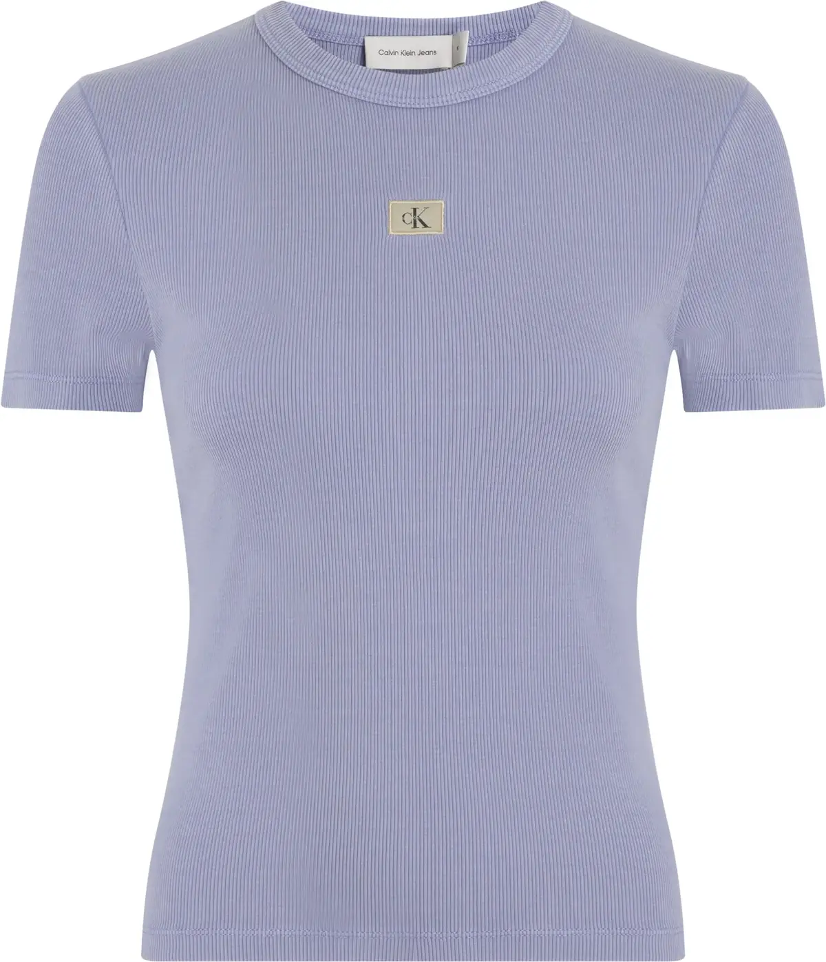 Calvin Klein WASHED WOVEN LABEL R Kadın Mavi T-Shirt