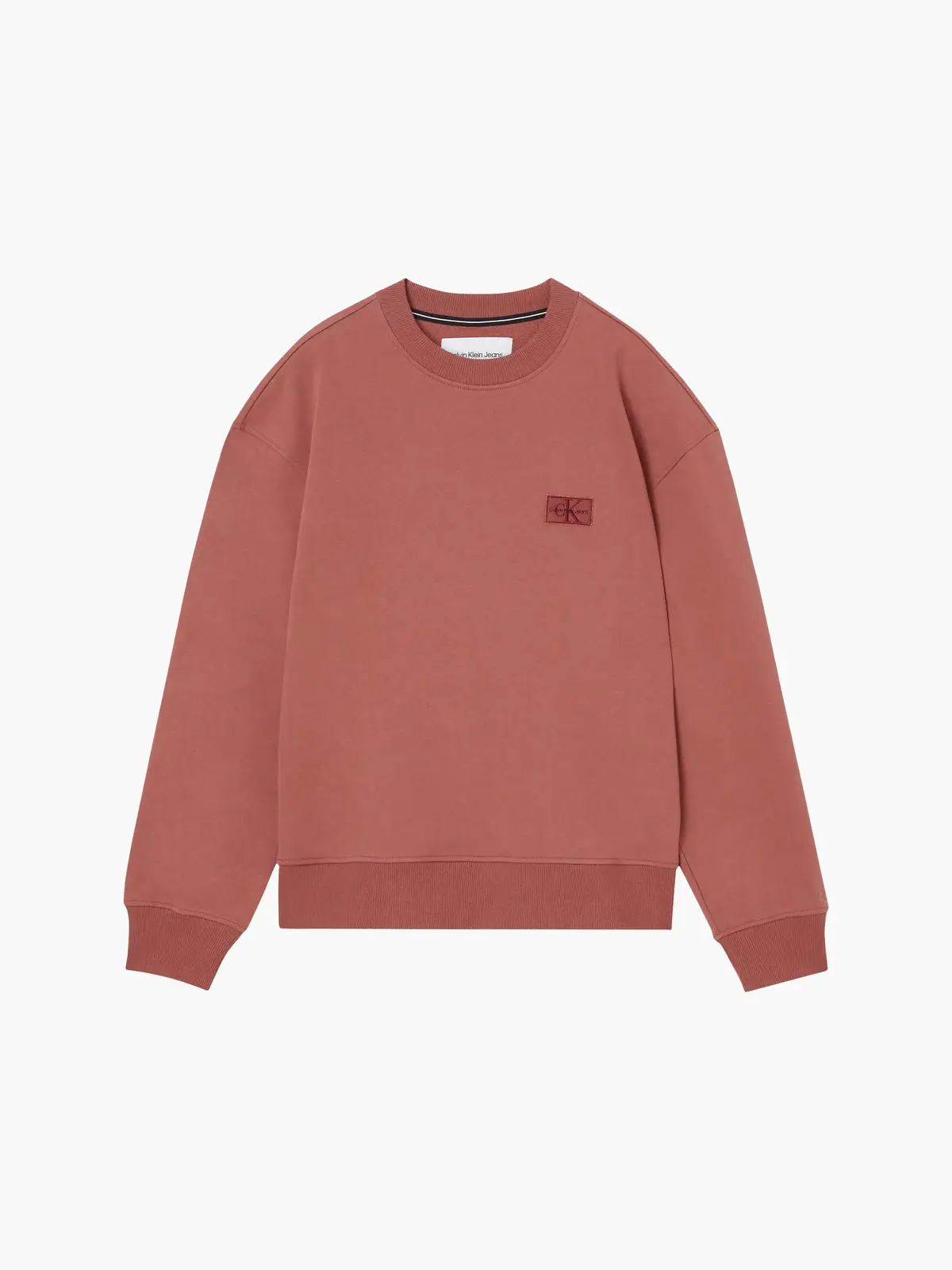 Calvin Klein SHRUNKEN BADGE CREW Erkek Kırmızı Sweatshirt