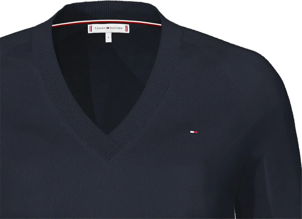 Tommy Hilfiger V-NECK SWEATER Kadın Siyah Kazak