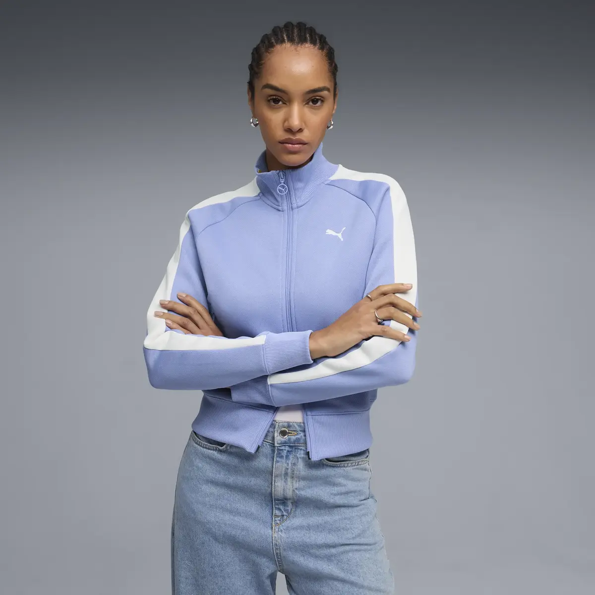 Puma T7 Jacket Mavi Kadın Fermuarlı Üst