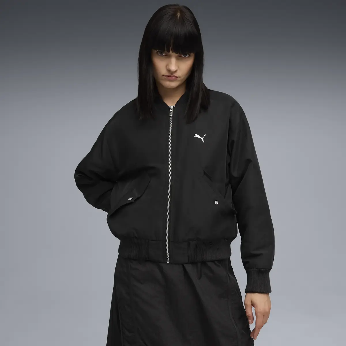 Puma T7 Satin Bomber Jacket Siyah Kadın Ceket