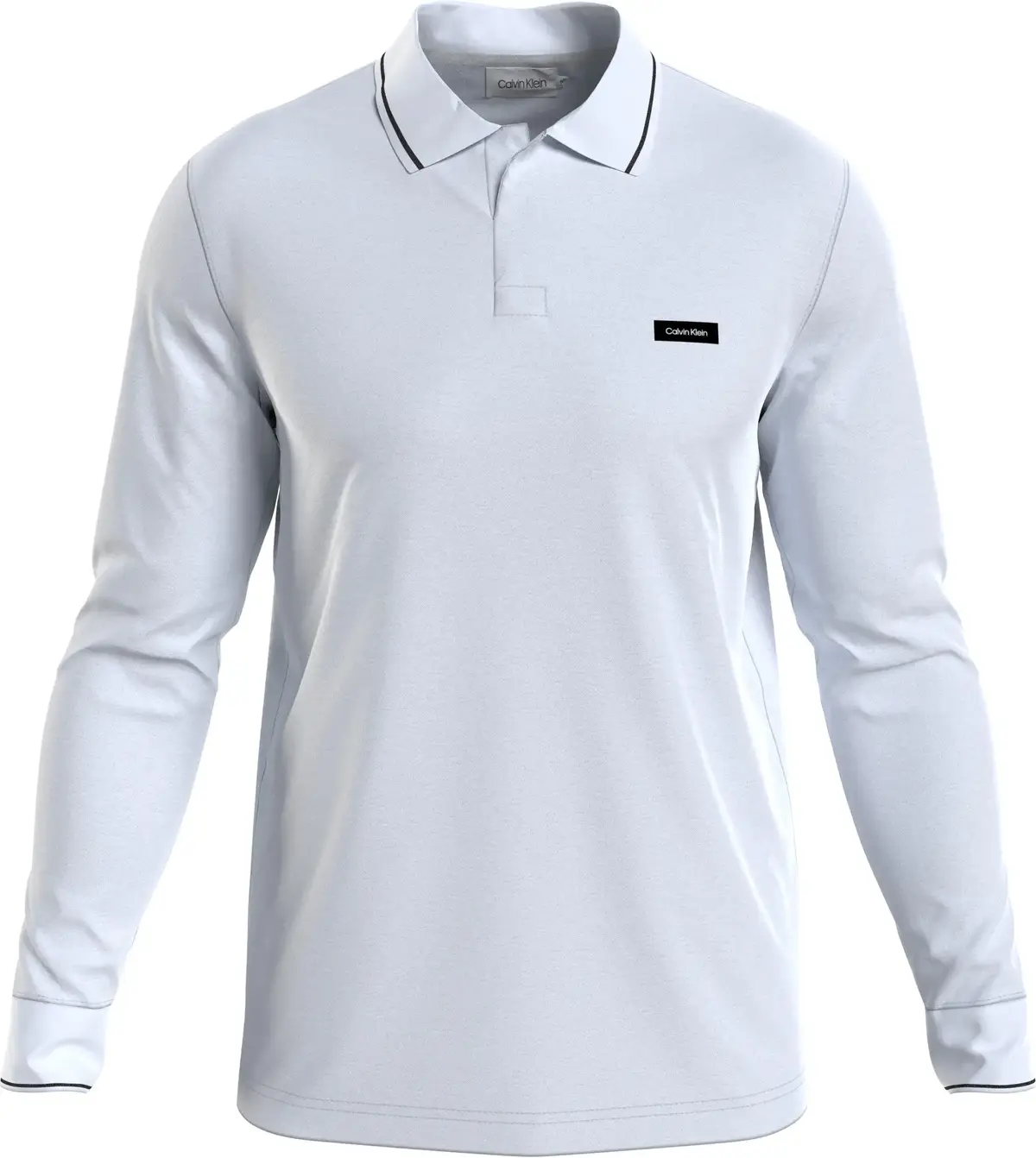 Calvin Klein STRETCH PIQUE LS TIP Erkek Beyaz Polo T-Shirt