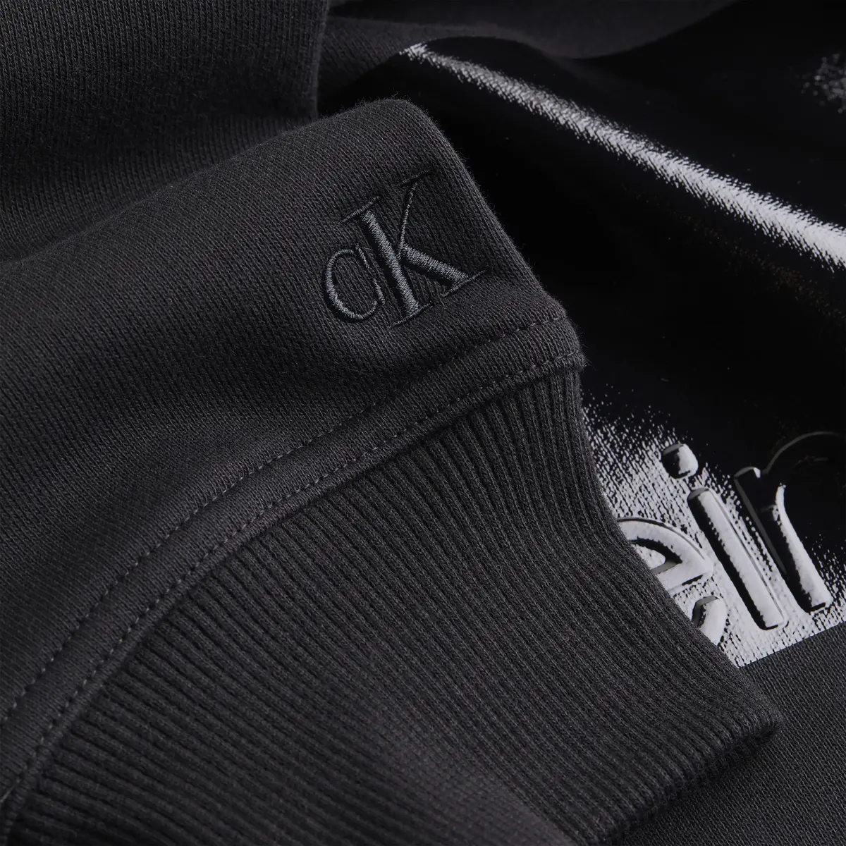 Calvin Klein SHINY INSTITUTIONAL Erkek Siyah Sweatshirt